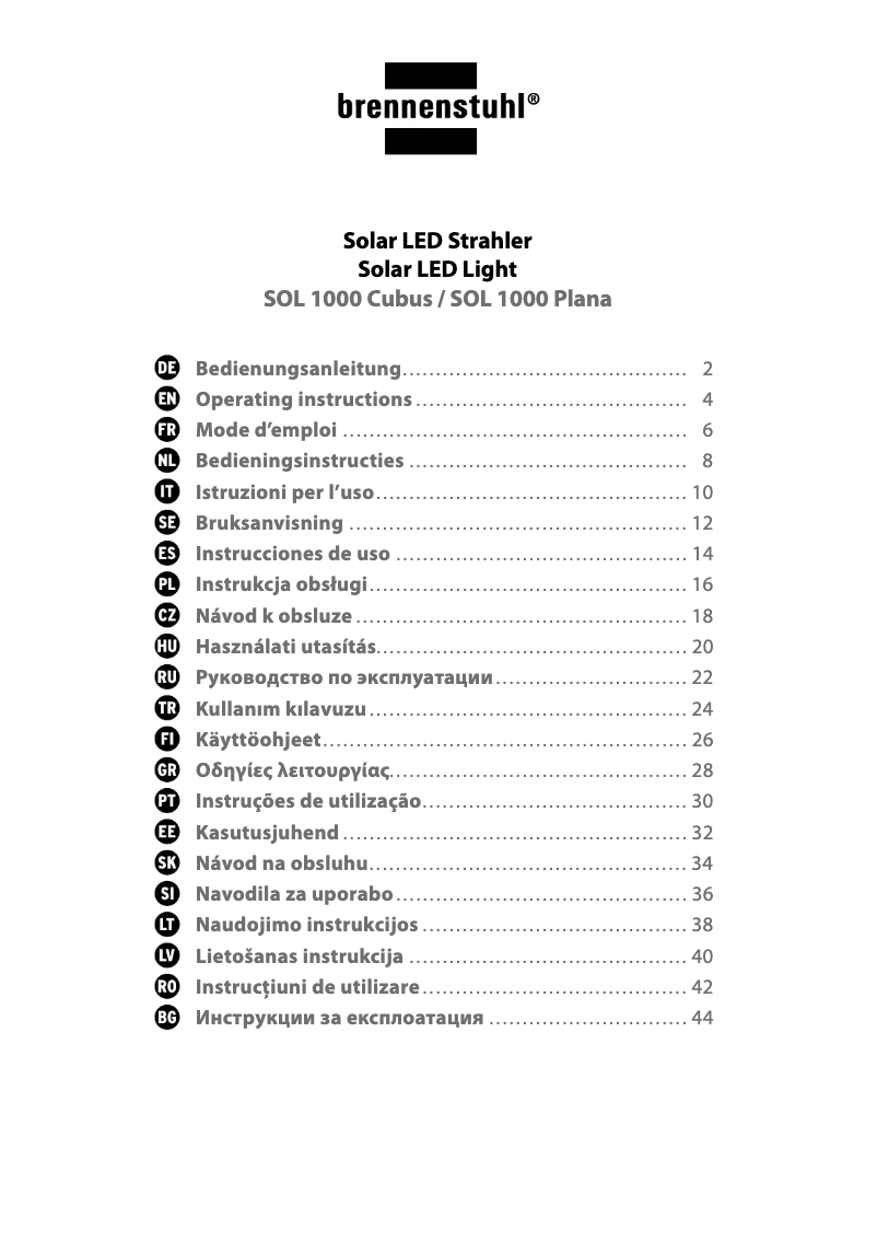 Imagen de la primera página del manual del dispositivo SOL 1000 Plana