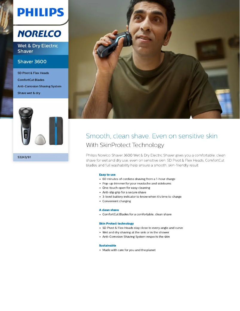 Page n°1 - Fiche technique Philips 3000 Series S3243