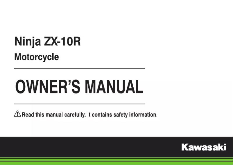 Image de la première page du manuel de l'appareil Ninja ZX-10R (2018)