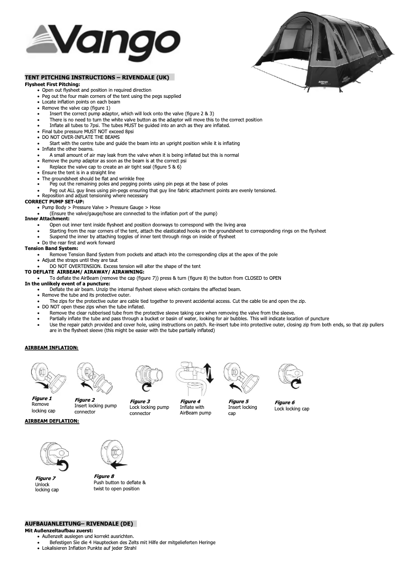 Página 1 del manual Manual de usuario Vango Rivendale 800XL