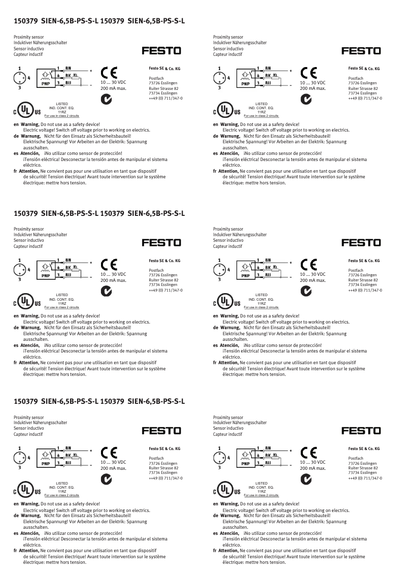 Page n°1 - Manuel utilisateur Festo SIEN-6,5B-PS-S-L