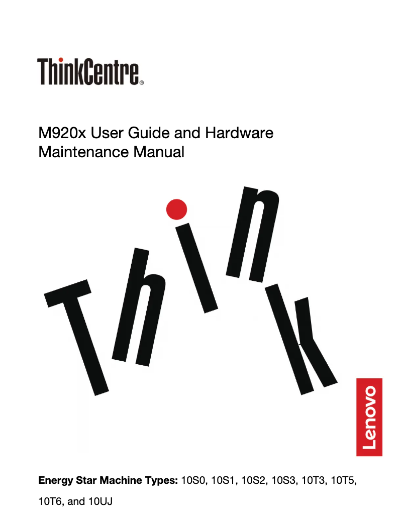 Page 1 de la notice Manuel utilisateur Lenovo ThinkCentre M920x Tiny