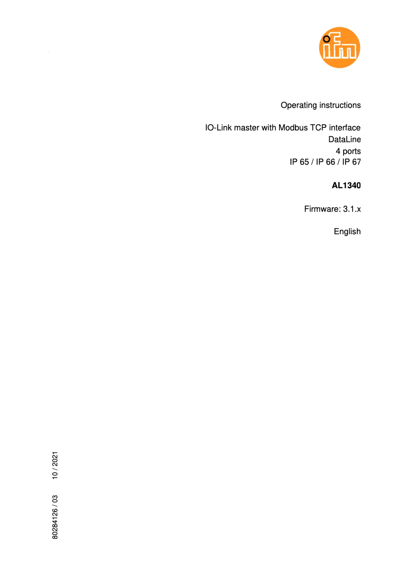 Page 1 de la notice Manuel utilisateur IFM AL1340