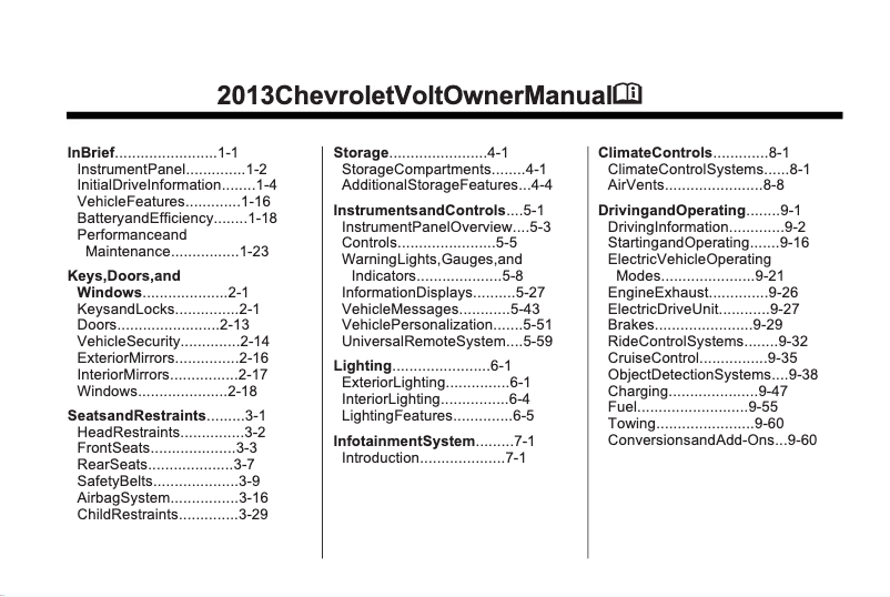 Image de la première page du manuel de l'appareil Volt (2013)