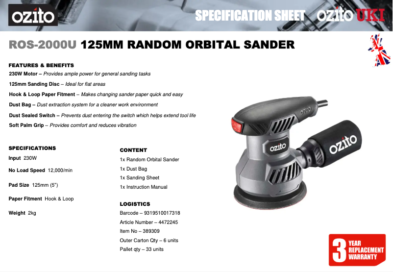 Image de la première page du manuel de l'appareil ROS-2000U