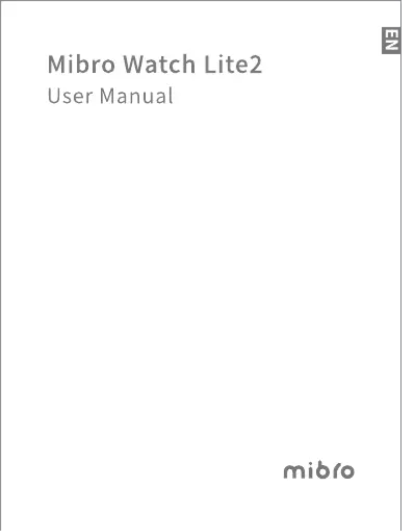 Page 1 de la notice Manuel utilisateur Mibro Watch Lite2