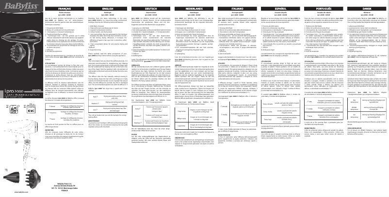 Page 1 de la notice Manuel utilisateur BaByliss 6634E