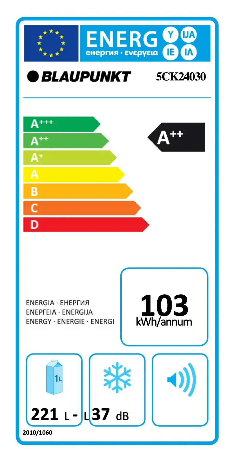 Página 1 del manual Etiqueta energética Blaupunkt 5CK24030