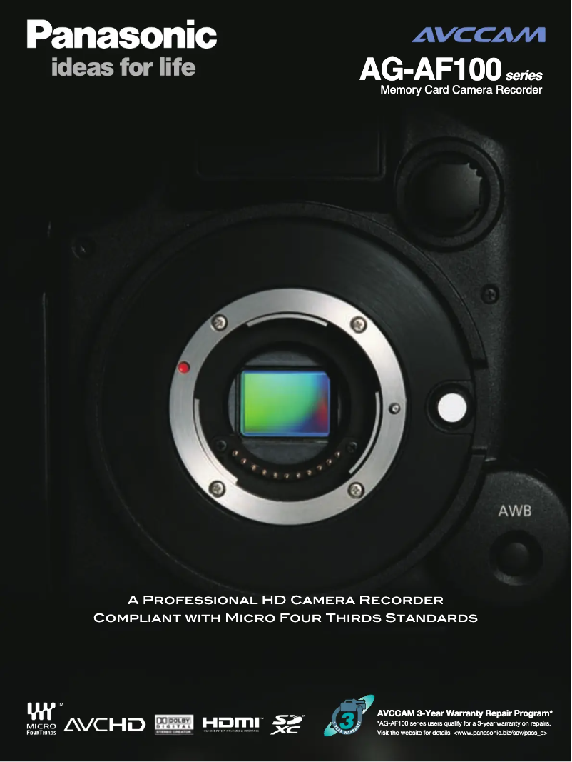 Page 1 de la notice Manuel utilisateur Panasonic AG-AF101A