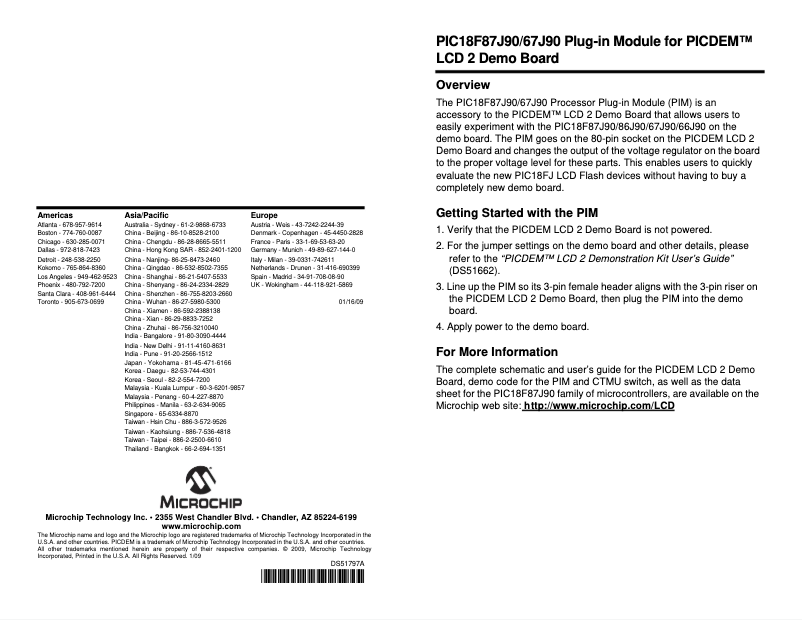 Page 1 de la notice Manuel utilisateur Microchip PIC18F87J90/67J90