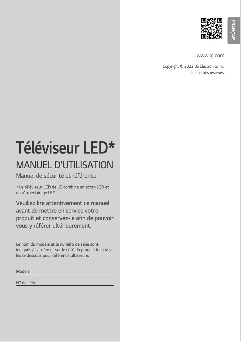 Page 1 de la notice Manuel utilisateur LG 50UQ80006LB