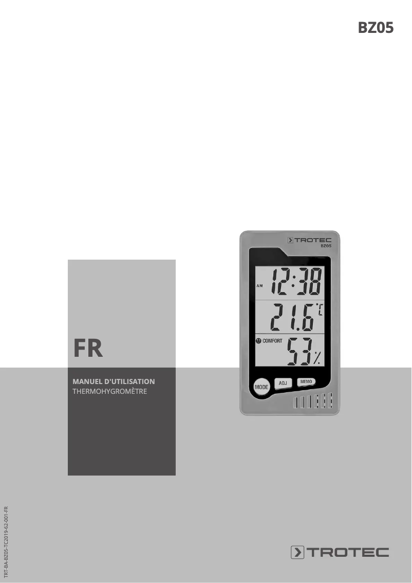 Page 1 de la notice Manuel utilisateur Trotec BZ05