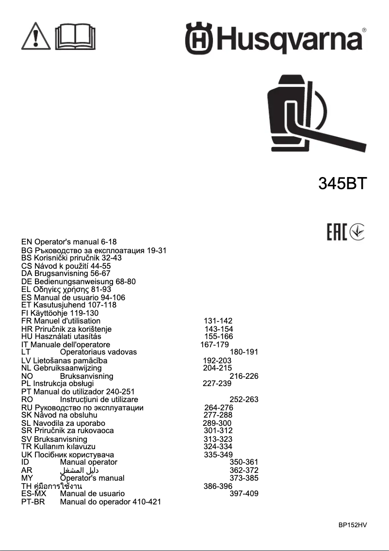 Page 1 de la notice Manuel utilisateur Husqvarna 150BT