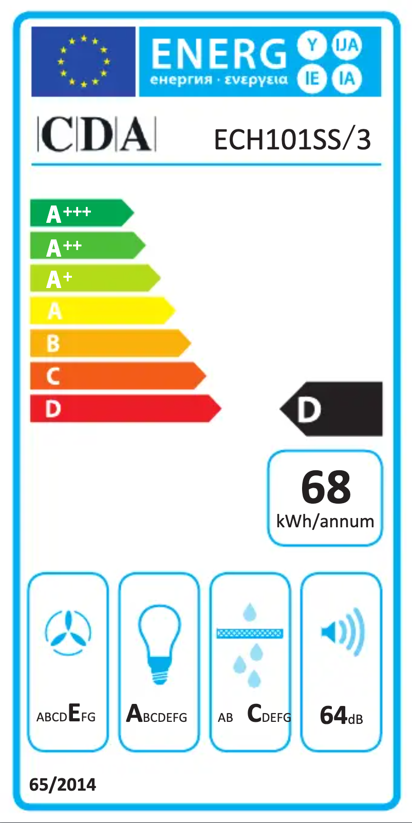 Page n°1 - Label énergétique CDA ECH101SS