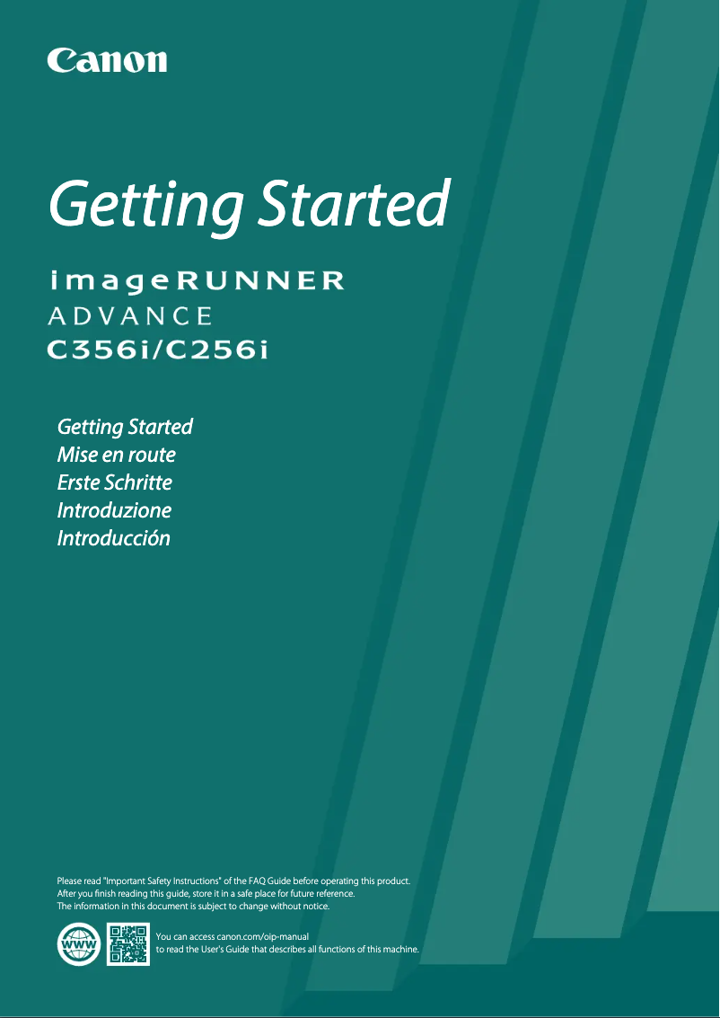 Page 1 de la notice Manuel utilisateur Canon imageRUNNER ADVANCE C256i