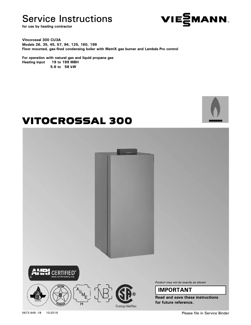 Page 1 de la notice Manuel utilisateur Viessmann Vitocrossal 300