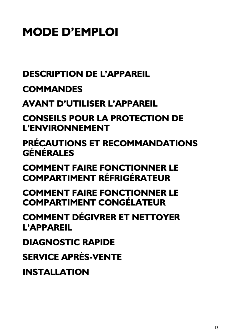 Page 1 de la notice Manuel utilisateur Bauknecht KRI 1809-1 A