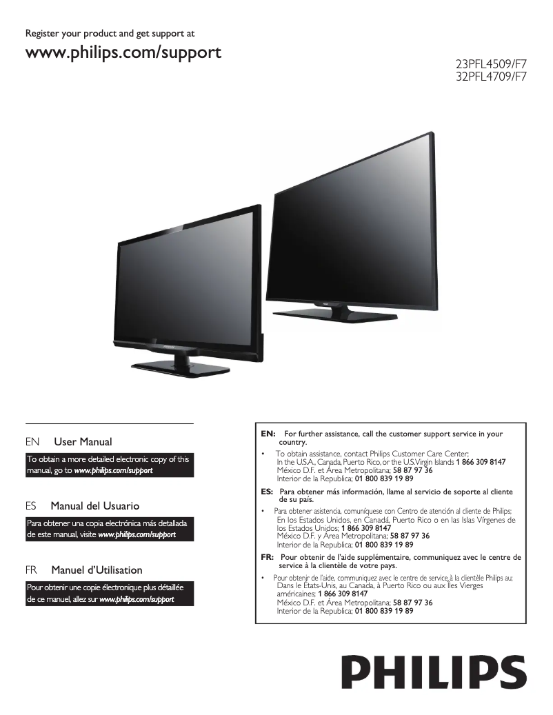 Image de la première page du manuel de l'appareil 23PFL4509