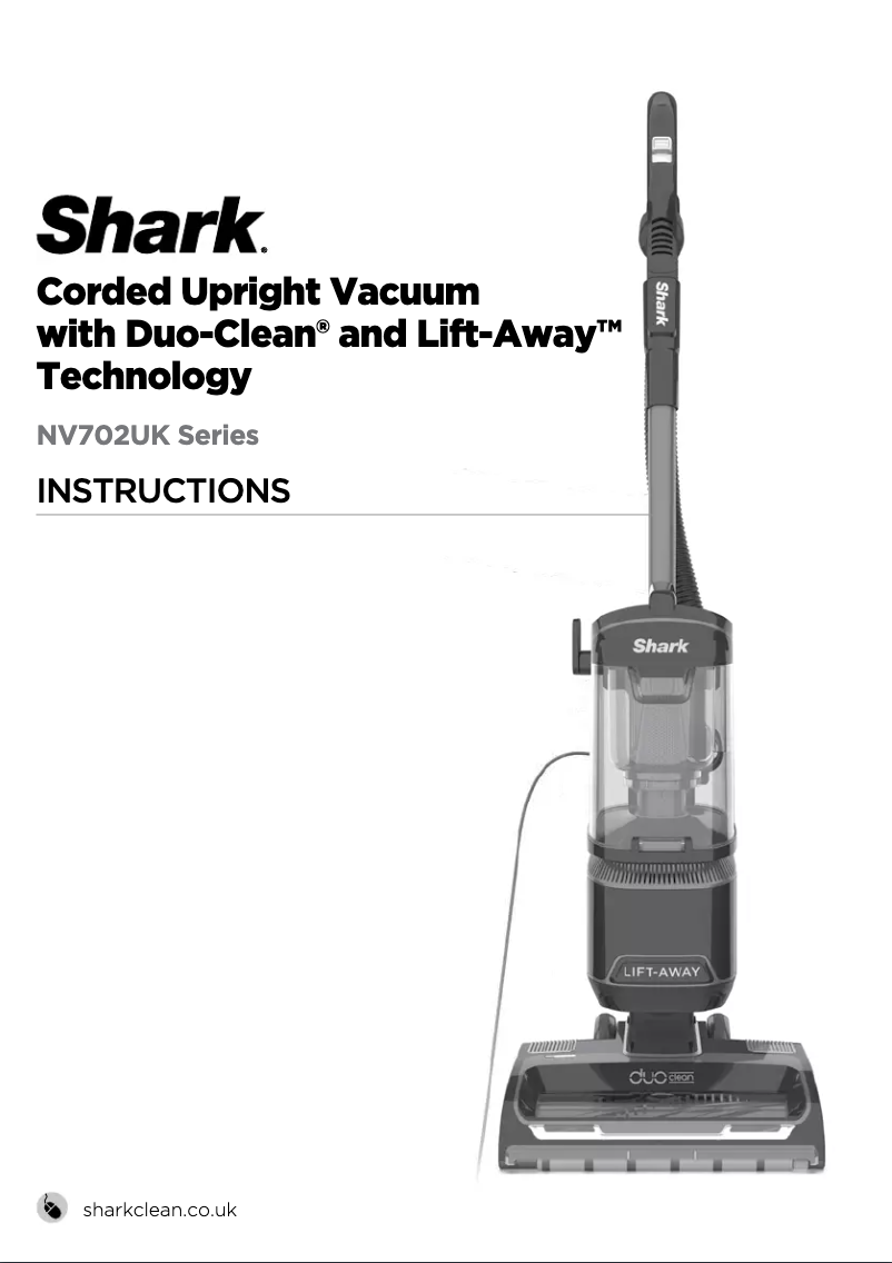 Page 1 de la notice Manuel utilisateur Shark DuoClean Powered Lift-Away NV702UKT