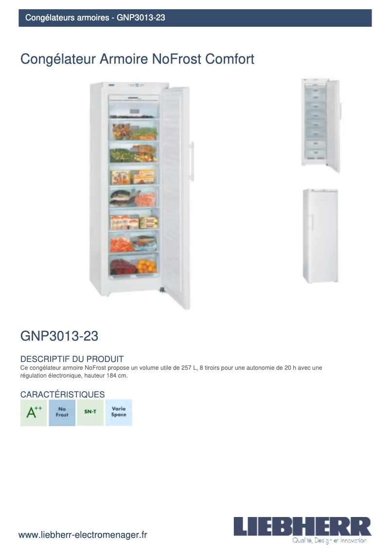 Page n°1 - Manuel utilisateur Liebherr GNP 3013-23