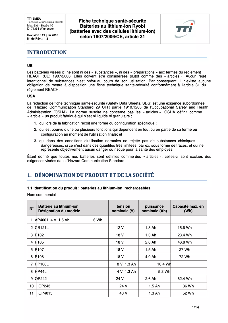 Page n°1 - Manuel utilisateur RYOBI Max Power BPL3640D
