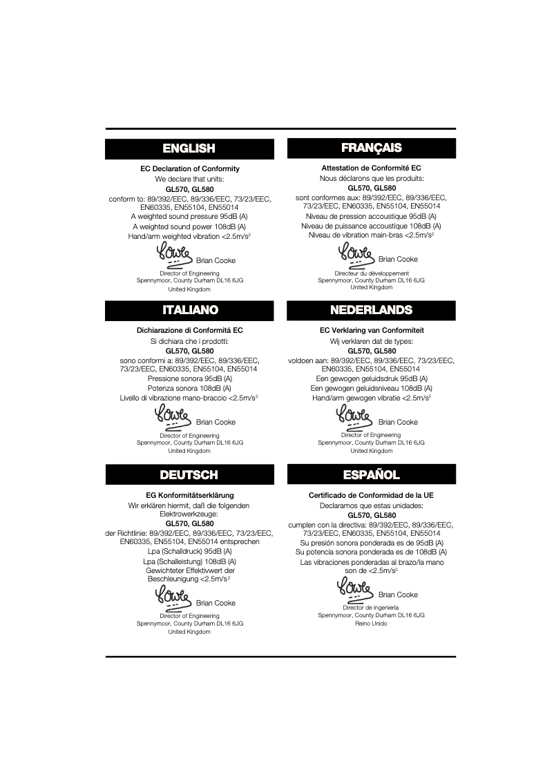 Page 1 de la notice Manuel utilisateur Black & Decker GL570C