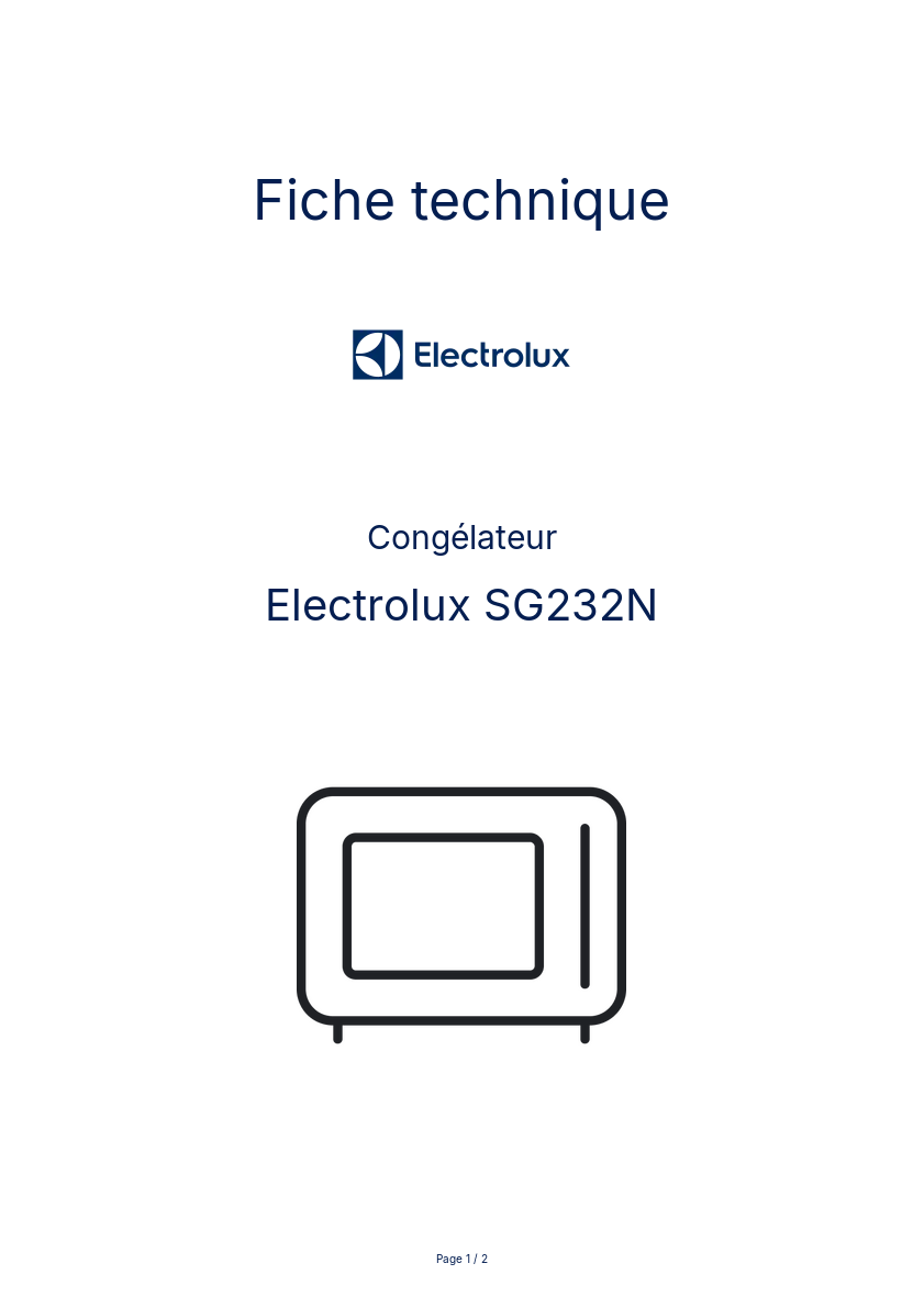 Page n°1 - Fiche technique Electrolux SG232N