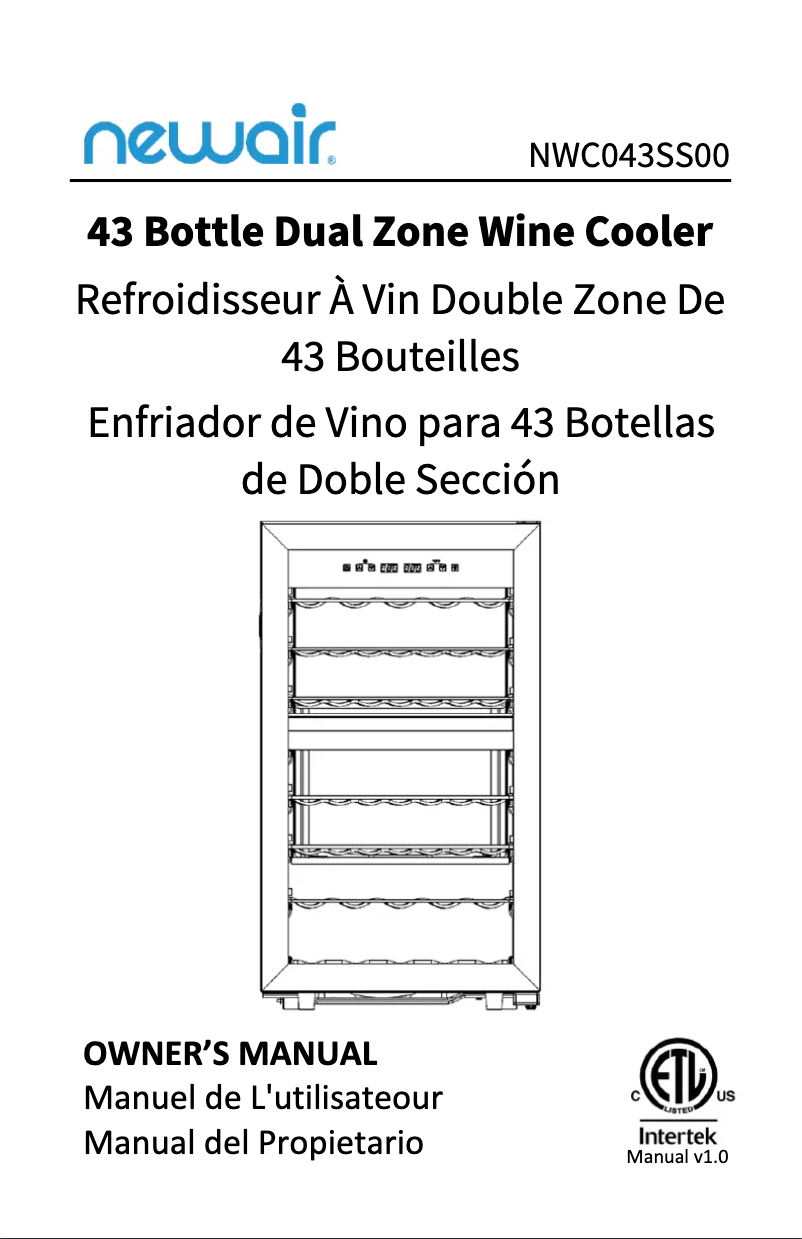 Page 1 de la notice Manuel utilisateur NewAir NWC043SS00