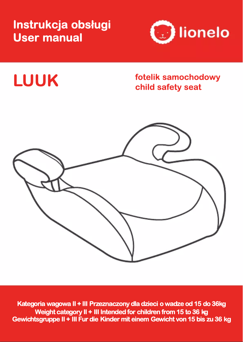 Page 1 de la notice Manuel utilisateur Lionelo Luuk