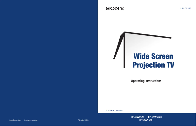 Page n°1 - Manuel utilisateur Sony KP-57WS520