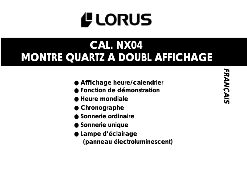 Page n°1 - Manuel utilisateur Lorus NX04