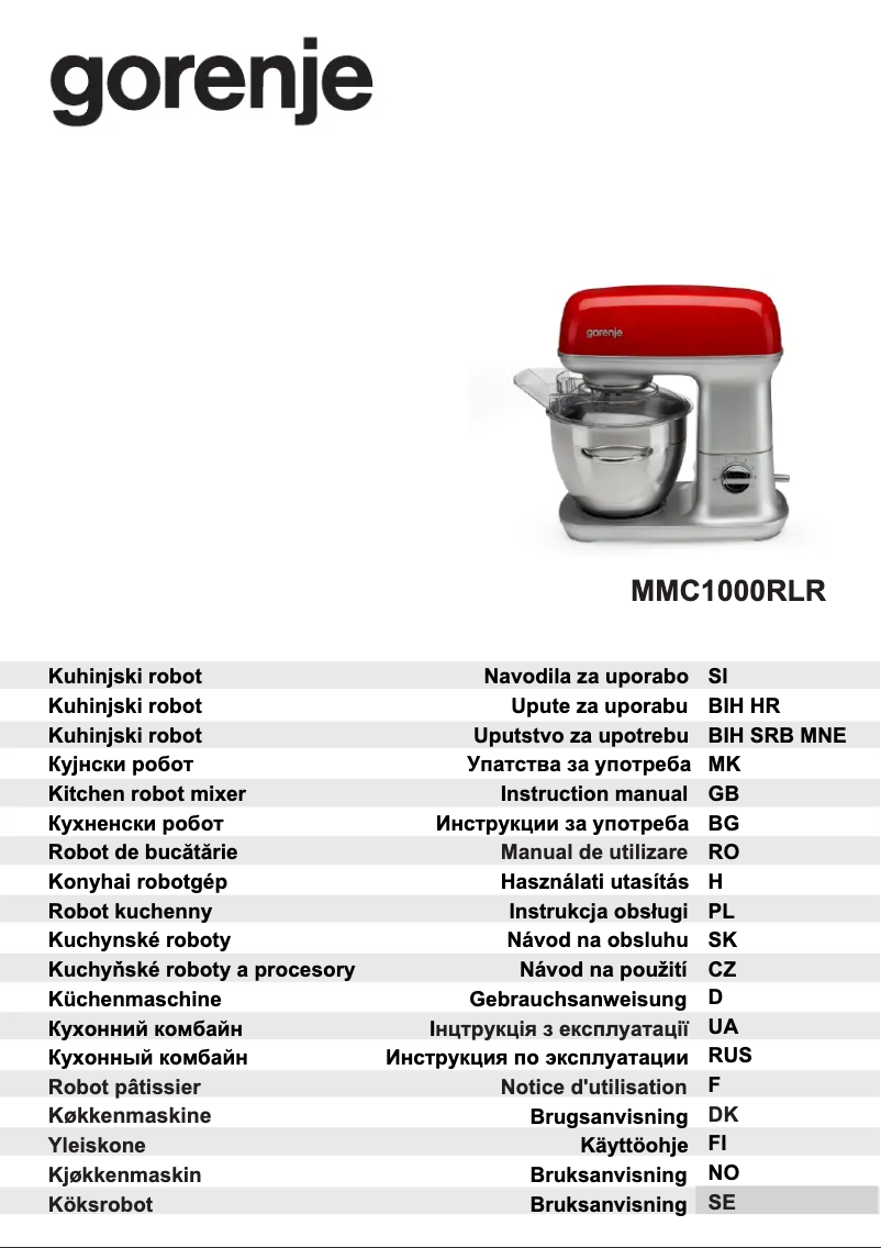 Page 1 de la notice Manuel utilisateur Gorenje MMC1000RLR