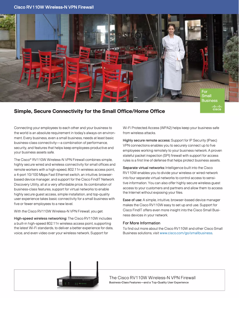 Página 1 del manual Manual de usuario Cisco RV110W