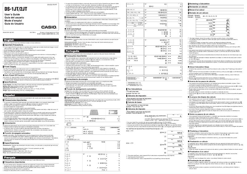 Page 1 de la notice Manuel utilisateur Casio DS-2JT