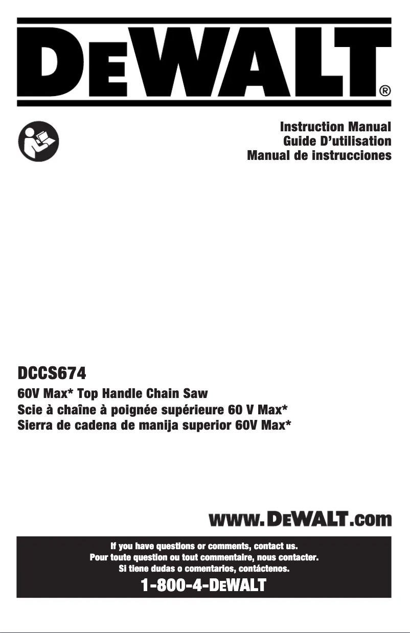Page n°1 - Manuel utilisateur DeWalt DCCS674