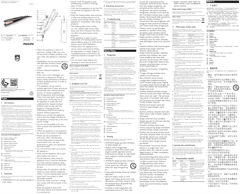 Image de la première page du manuel de l'appareil ActiveCare Jojoba HP8363