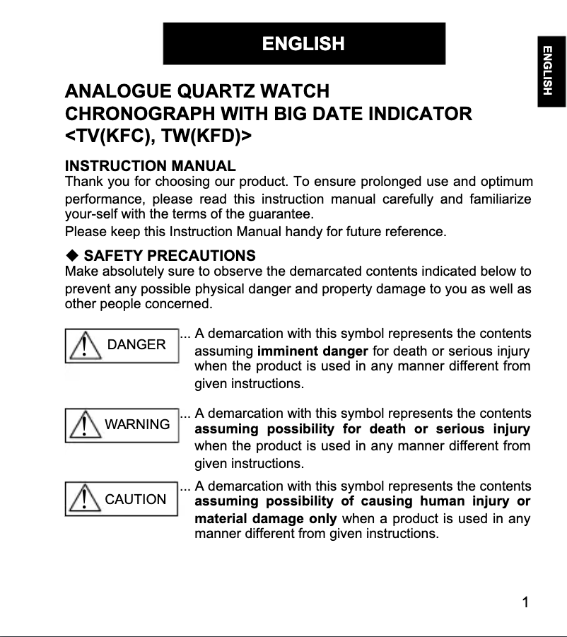 Page 1 de la notice Manuel utilisateur ORIENT Sports TW05002T