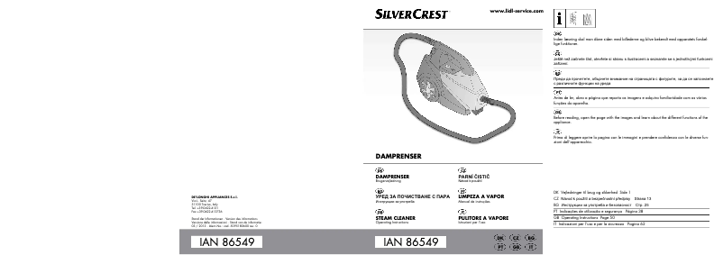 Page n°1 - Manuel utilisateur SilverCrest IAN 86549