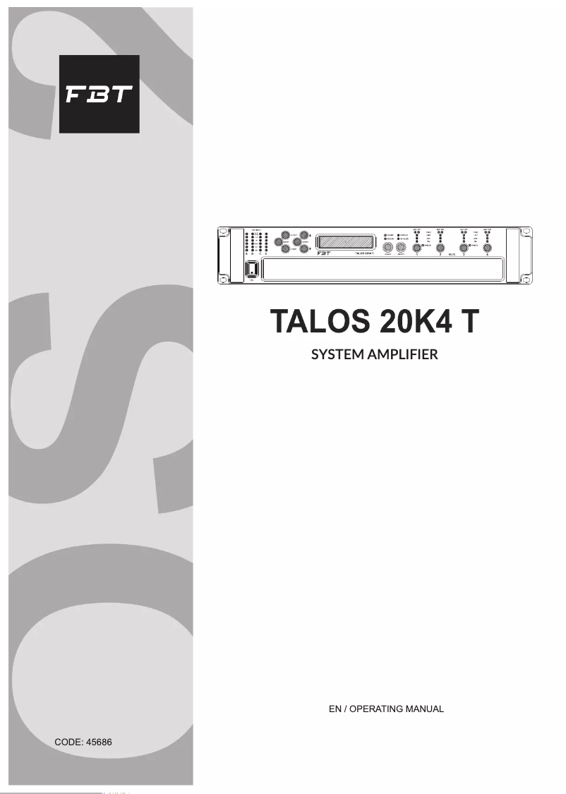 Page 1 de la notice Manuel utilisateur FBT TALOS 20K4 T