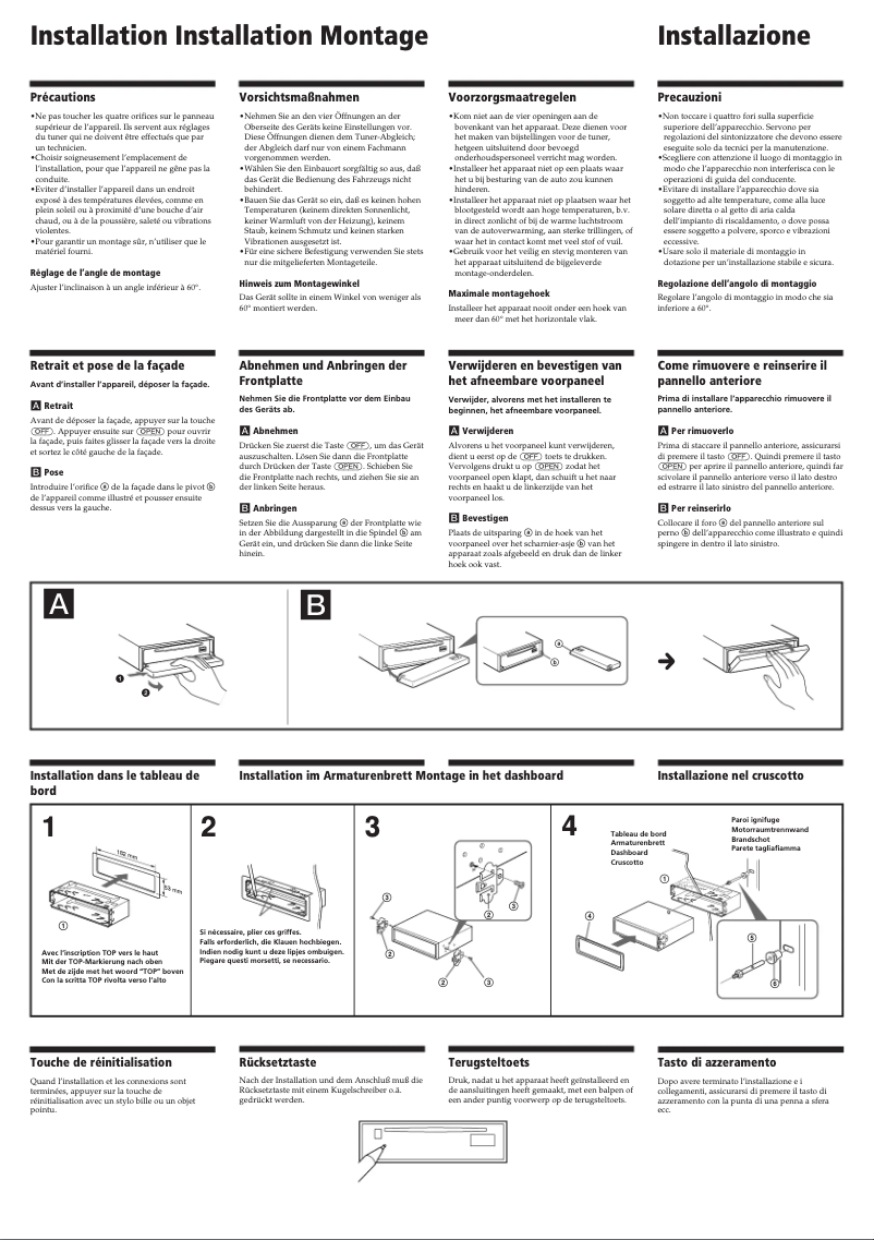 Page n°1 - Guide d'installation Sony CDX-C780R