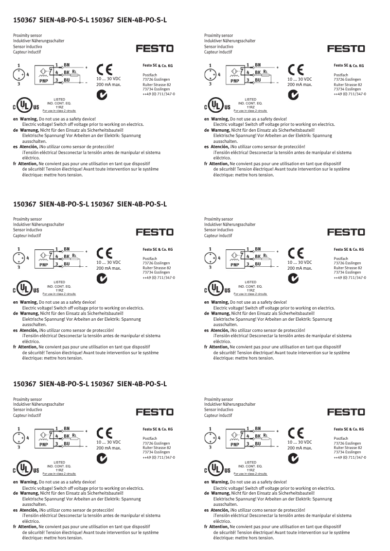 Page 1 de la notice Manuel utilisateur Festo SIEN-4B-PO-S-L