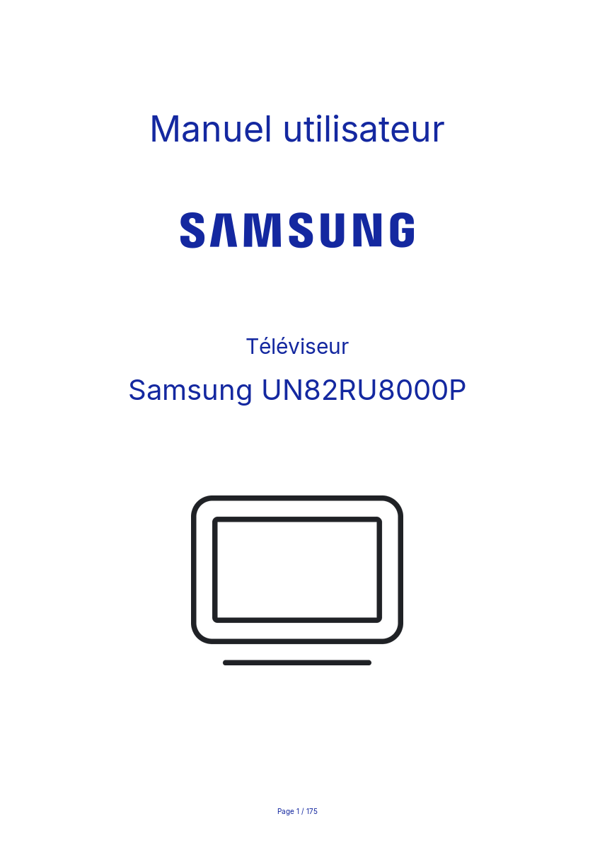 Image de la première page du manuel de l'appareil UN82RU8000P