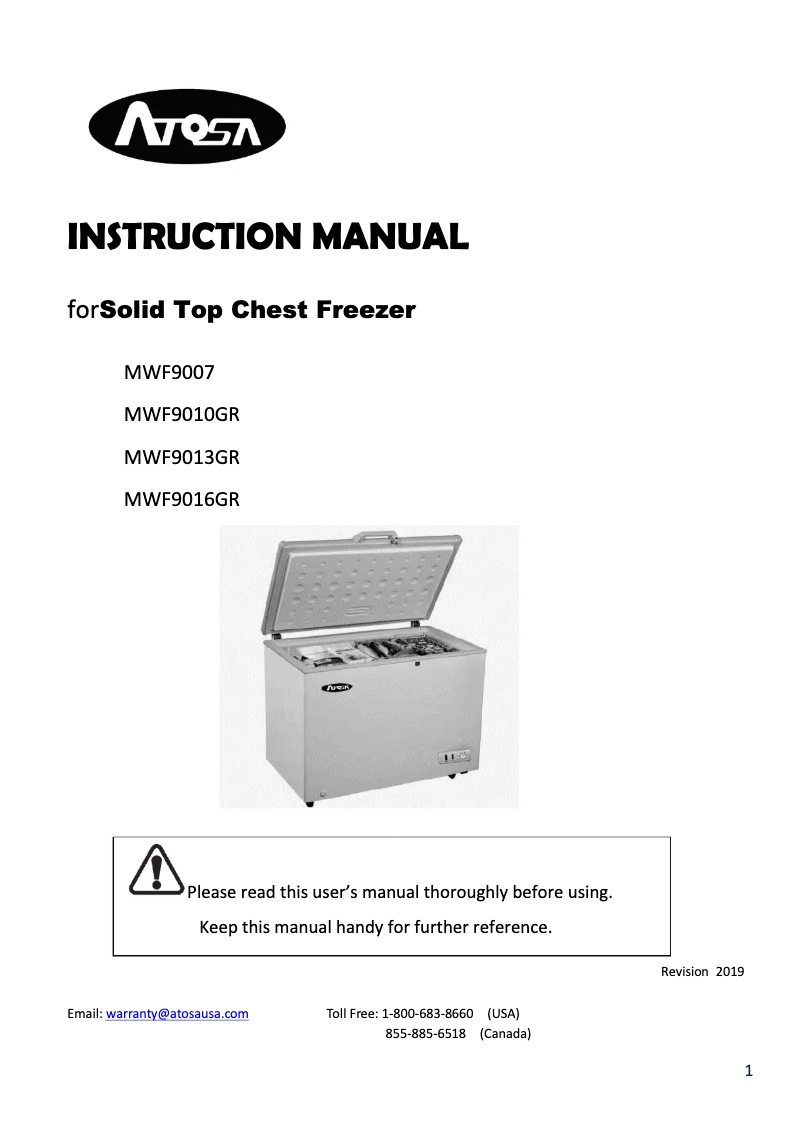 Página 1 del manual Manual de usuario Atosa MWF9016GR