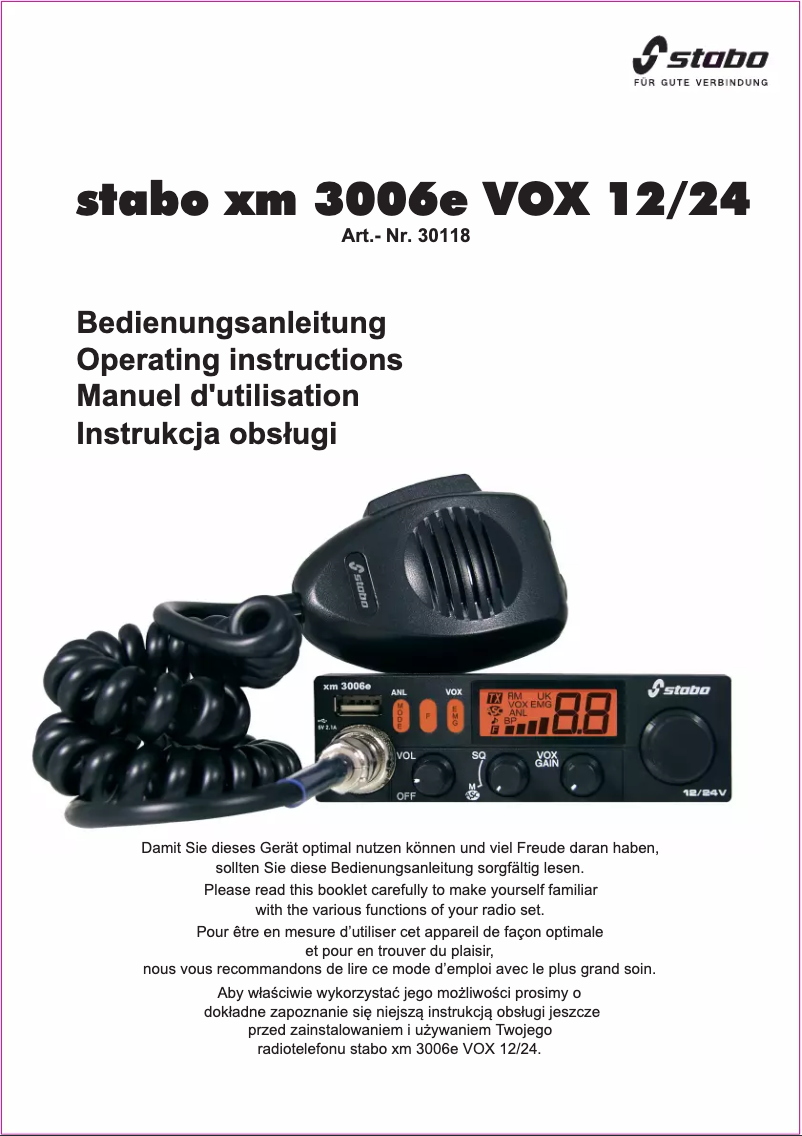 Imagen de la primera página del manual del dispositivo XM 3006e 12/24 V VOX