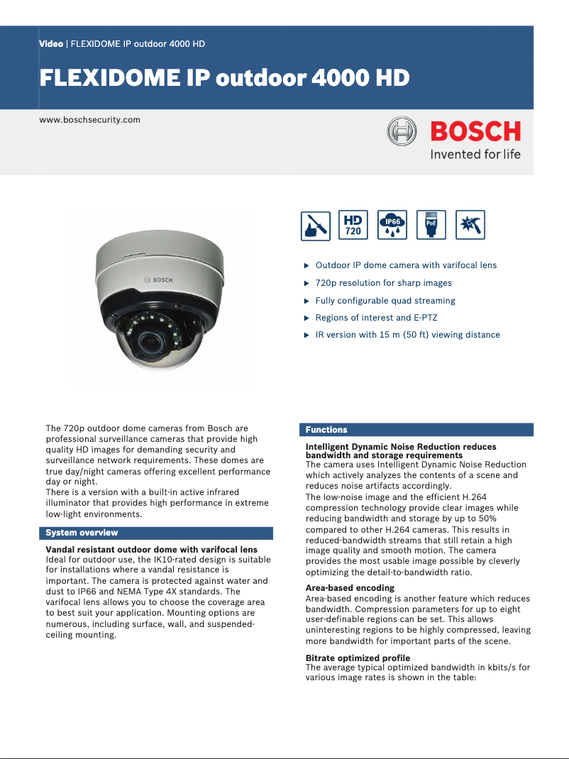 Page 1 de la notice Manuel utilisateur Bosch FLEXIDOME IP outdoor 4000 HD
