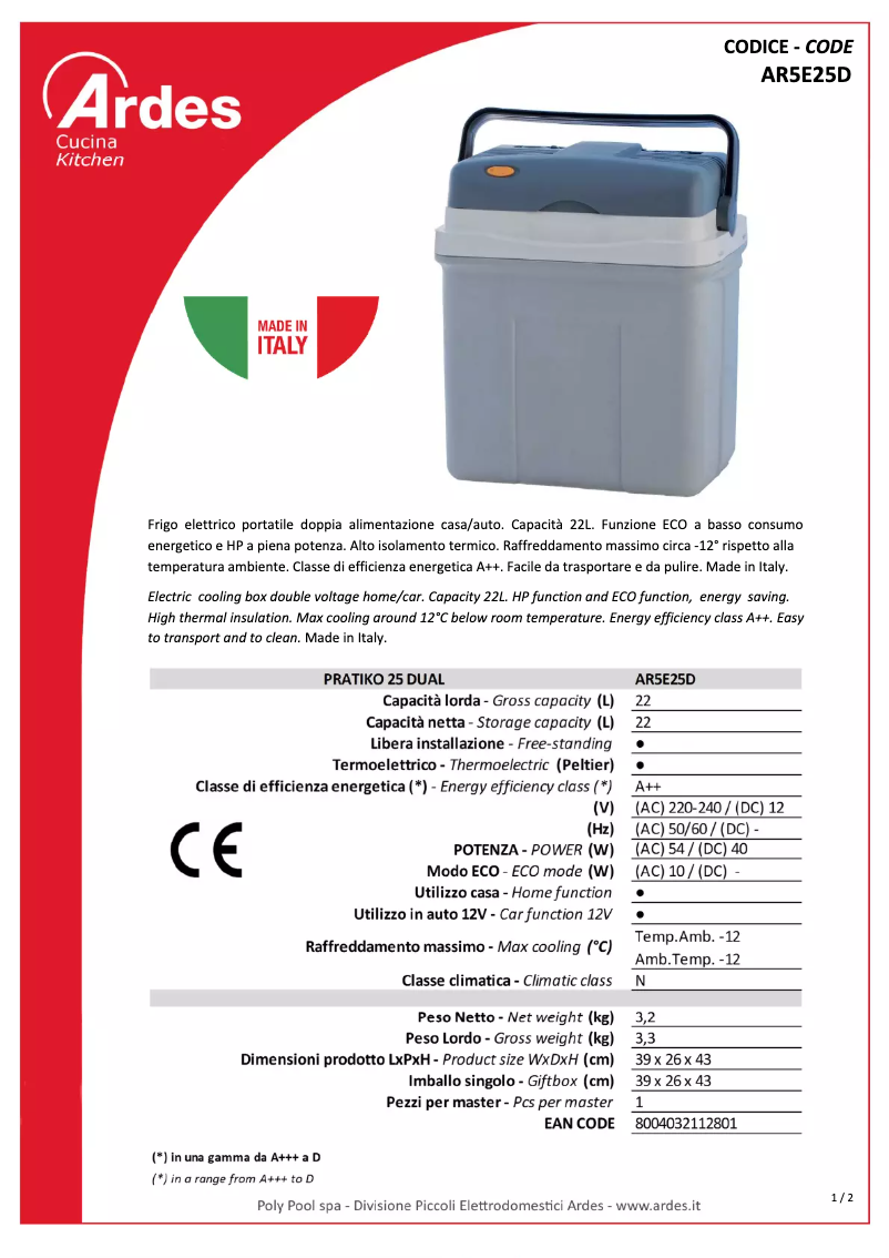 Image de la première page du manuel de l'appareil AR5E25D