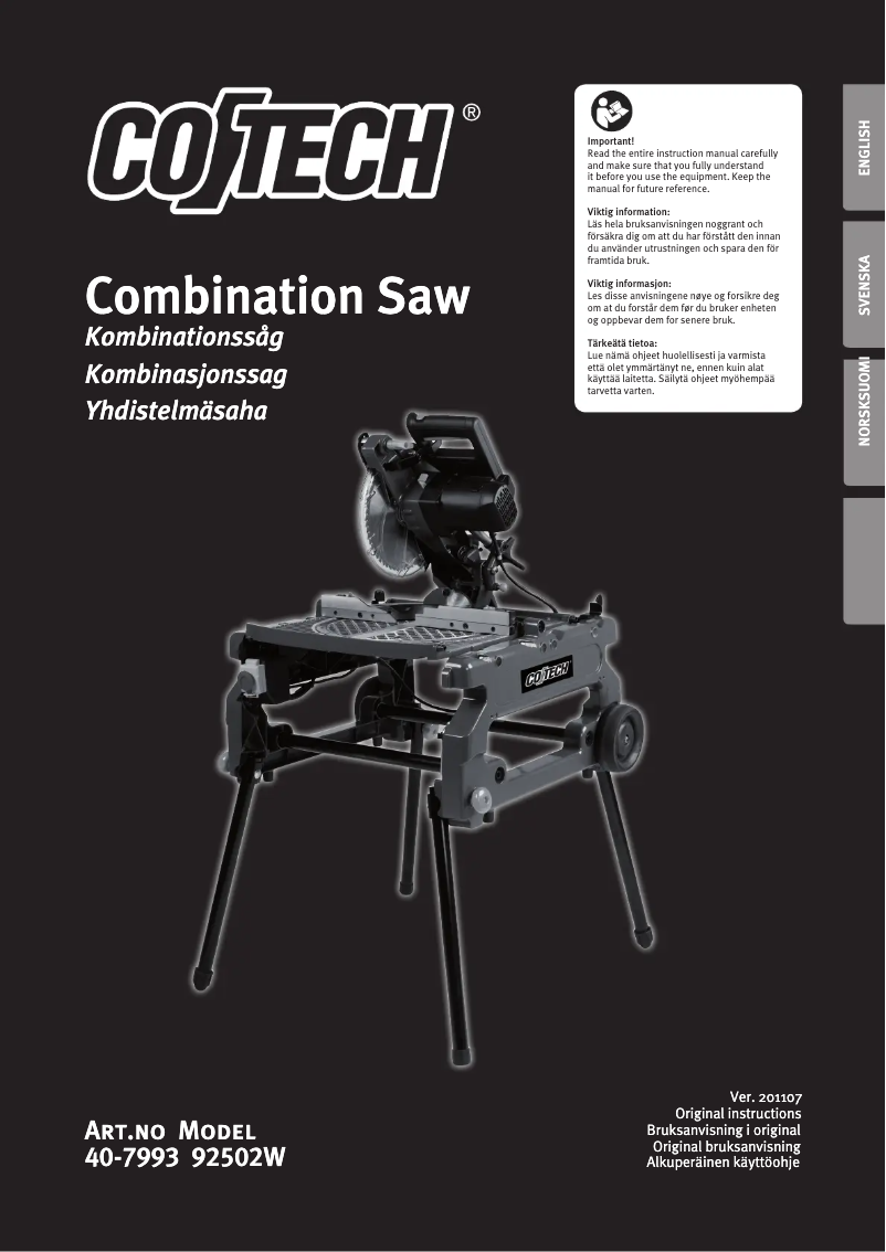 Page n°1 - Manuel utilisateur Cotech 92502W