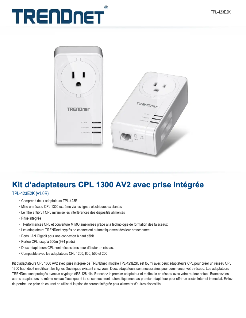 Image de la première page du manuel de l'appareil TPL-423E2K