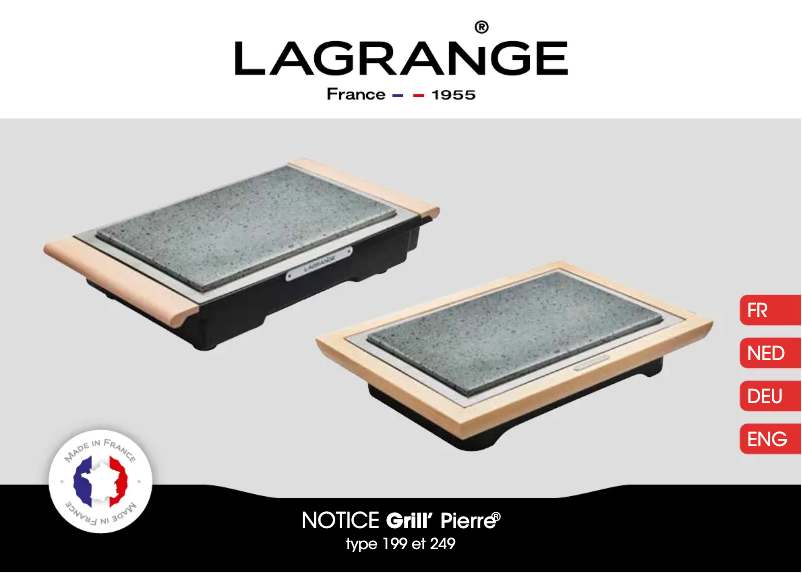 Page 1 de la notice Manuel utilisateur Lagrange Grill' Pierre Classic