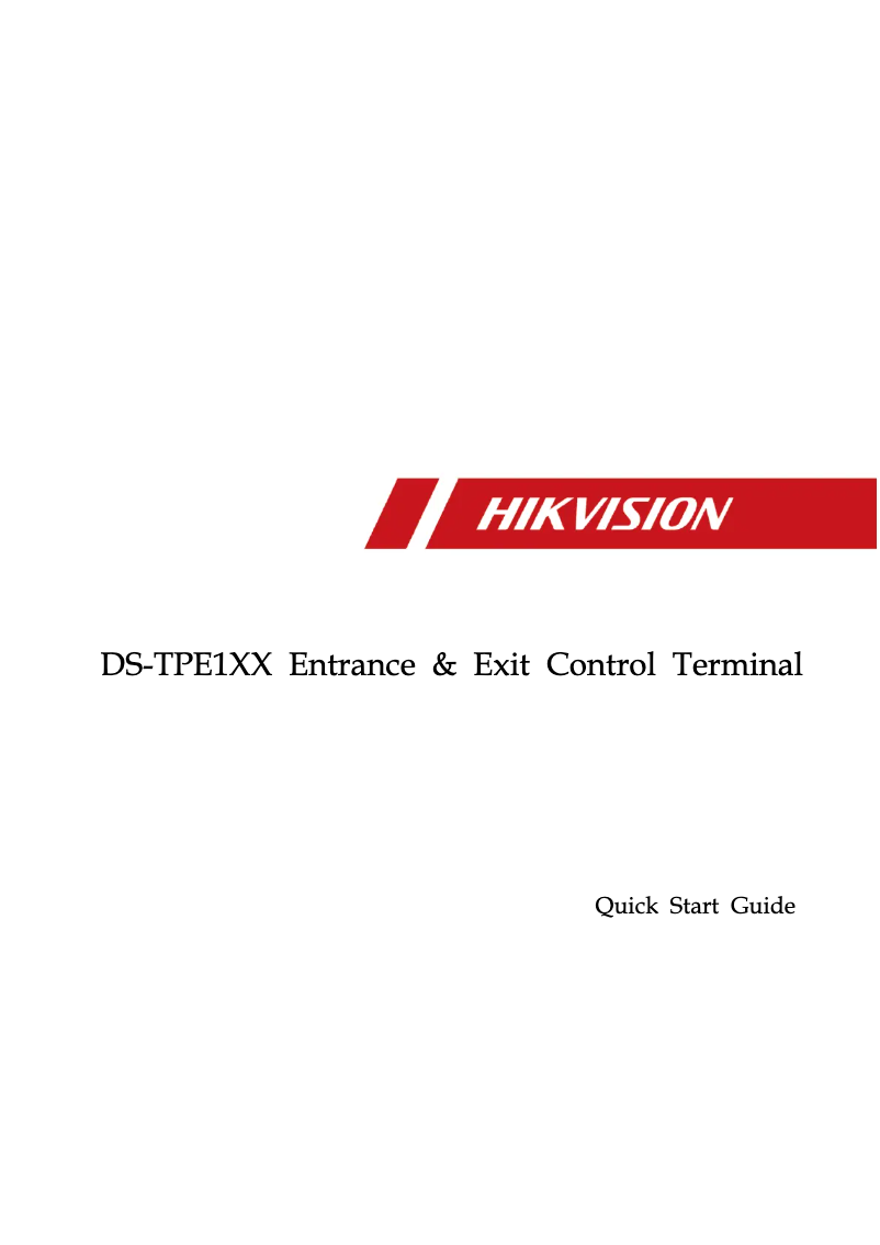 Page 1 de la notice Guide de démarrage rapide Hikvision DS-TPE100